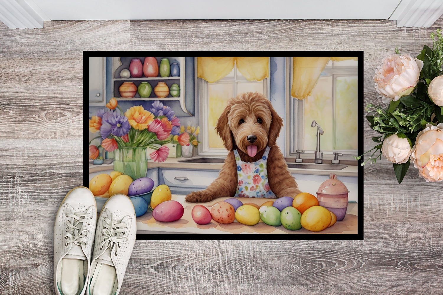 Decorating Easter Labradoodle Doormat 36 in x 24 in