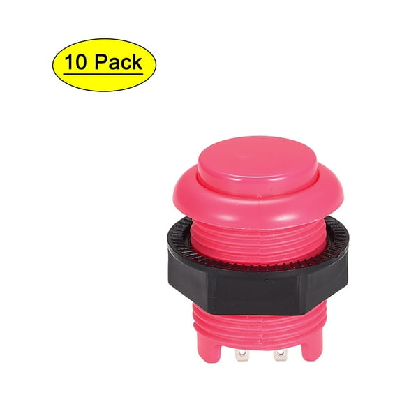 Interruptor de botón de empuje momentáneo M28 para agujero de montaje redondo para juegos de video arcade rosa 10 piezas
