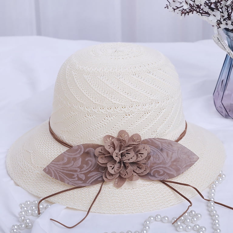 Elegant White Floral Women\'s Hat a womens decorative hat flowers in featuring wavy - Temu main image 3