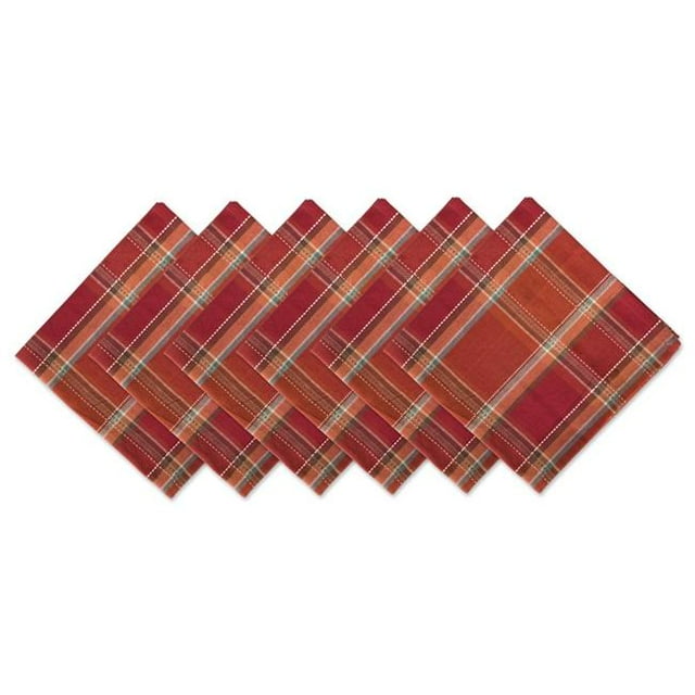 Design Imports CAMZ10886 Ensemble de Serviettes à Carreaux Épices d'Automne - Ensemble de 6