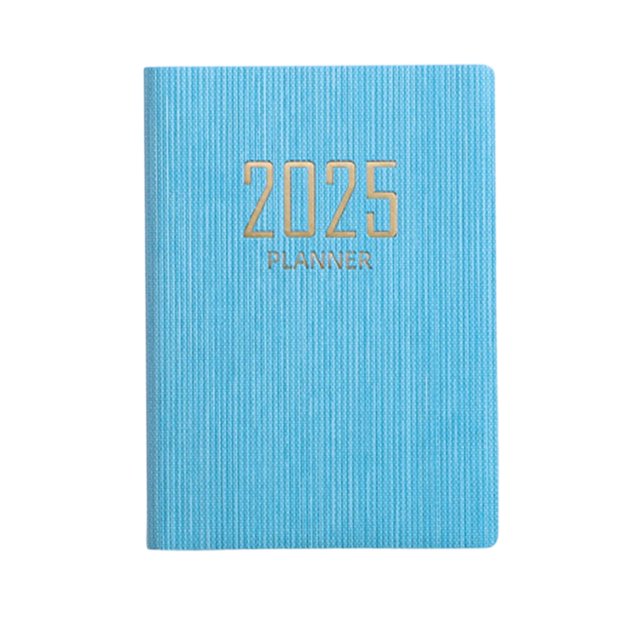 Cuaderno planificador con calendario 2025, agenda para el hogar, oficina, útiles escolares portátiles, planificador semanal y mensual de 365 días A7 Azul