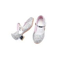 thumbnail image 4 of Fangasis Kids Princess Shoe Breathable Mary Jane Magic Tape Heeled Sandals Prom Cute Dance Sandal Silver 9.5C, 4 of 6