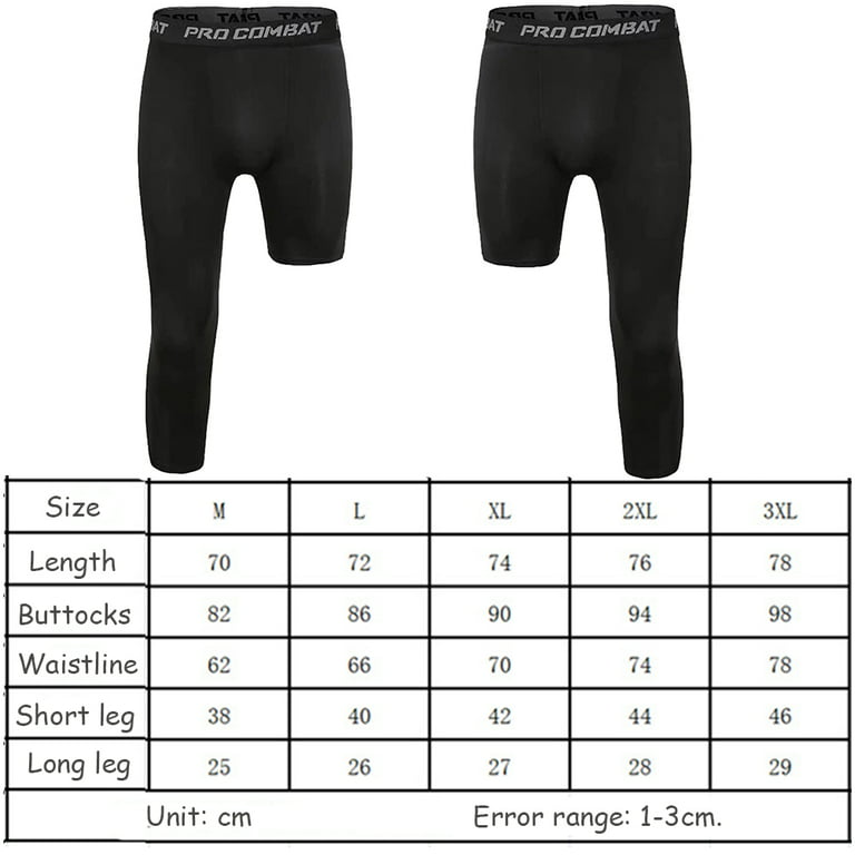 Elbourn One Leg Compression Tights for Basketball Capri Tights 3/4  Compression Pants Men Black