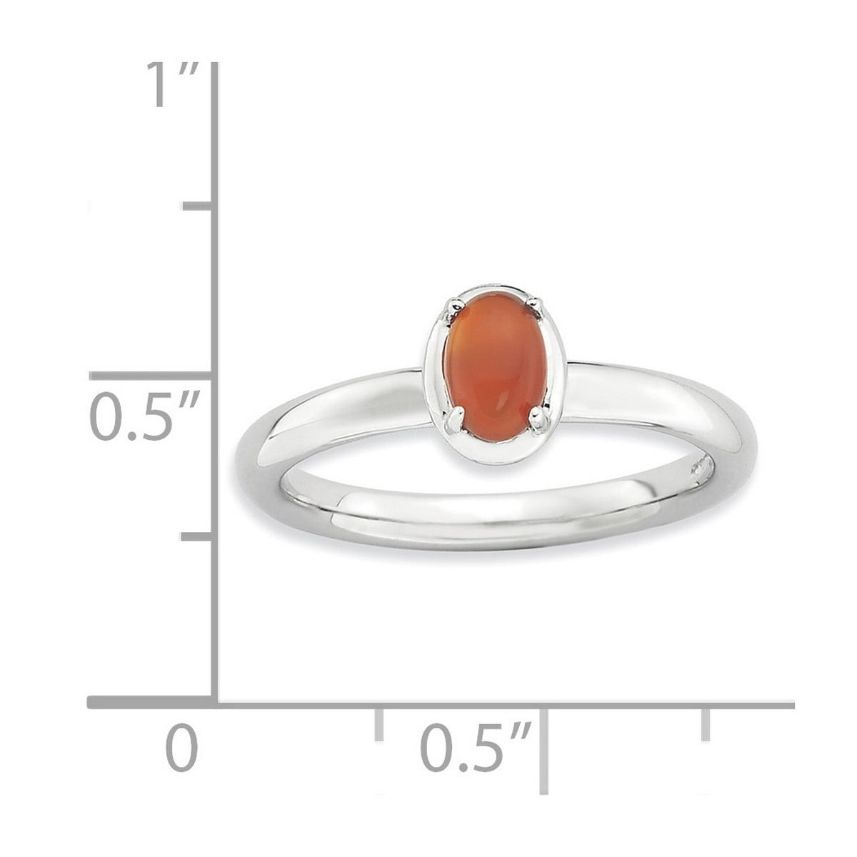 2.25mm 925 Sterling Silver Prong set Stackable Red Agate Polished Ring Size 6 Stackable Ring for Women