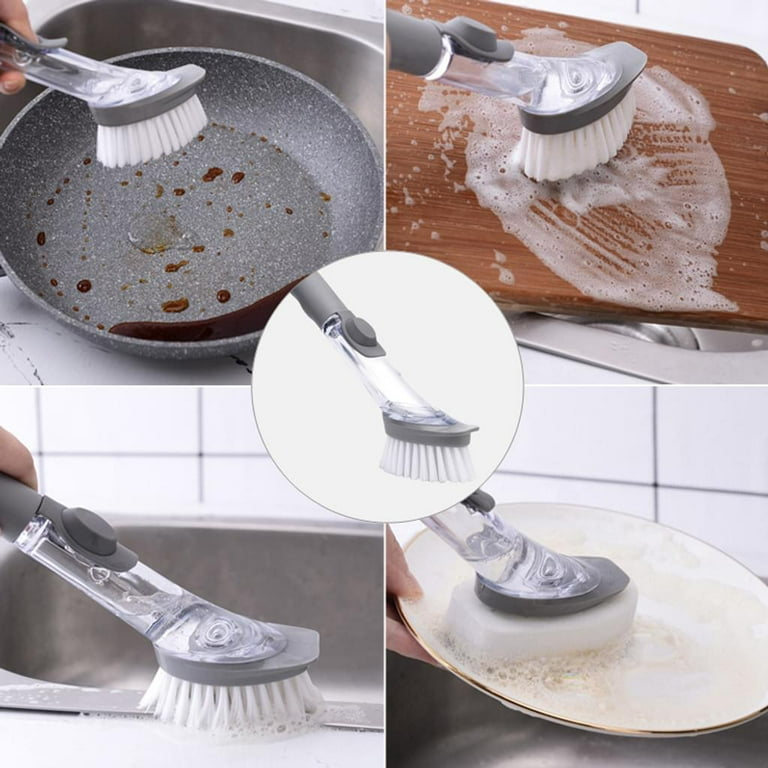 Kitchen Dish Brush Long Handle Dishwashing Clean Brush Multifunctional Dish  Scrubber Brush with Liquid Dispenser Pot Wash Wipe