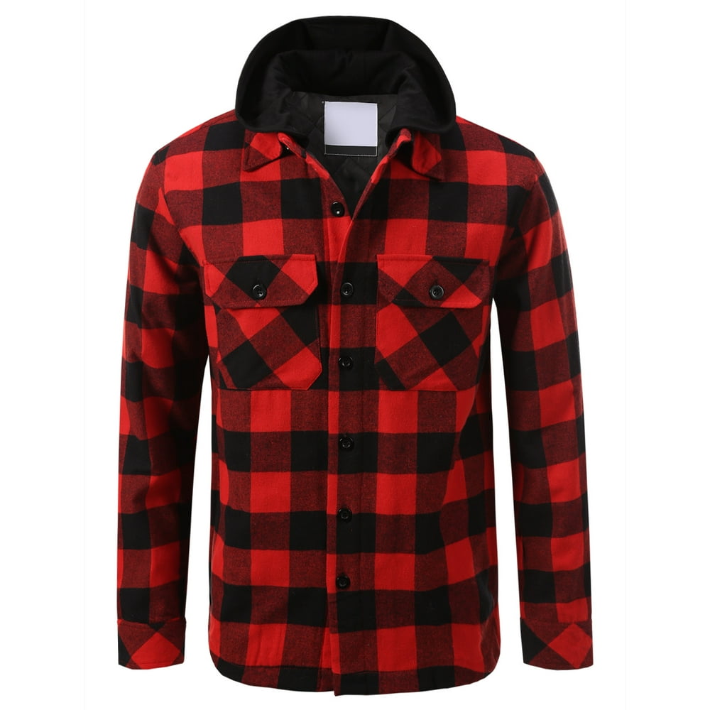 Shaka - Shaka Men's Flannel Hooded Jacket Red/Black 4X-Large - Walmart ...