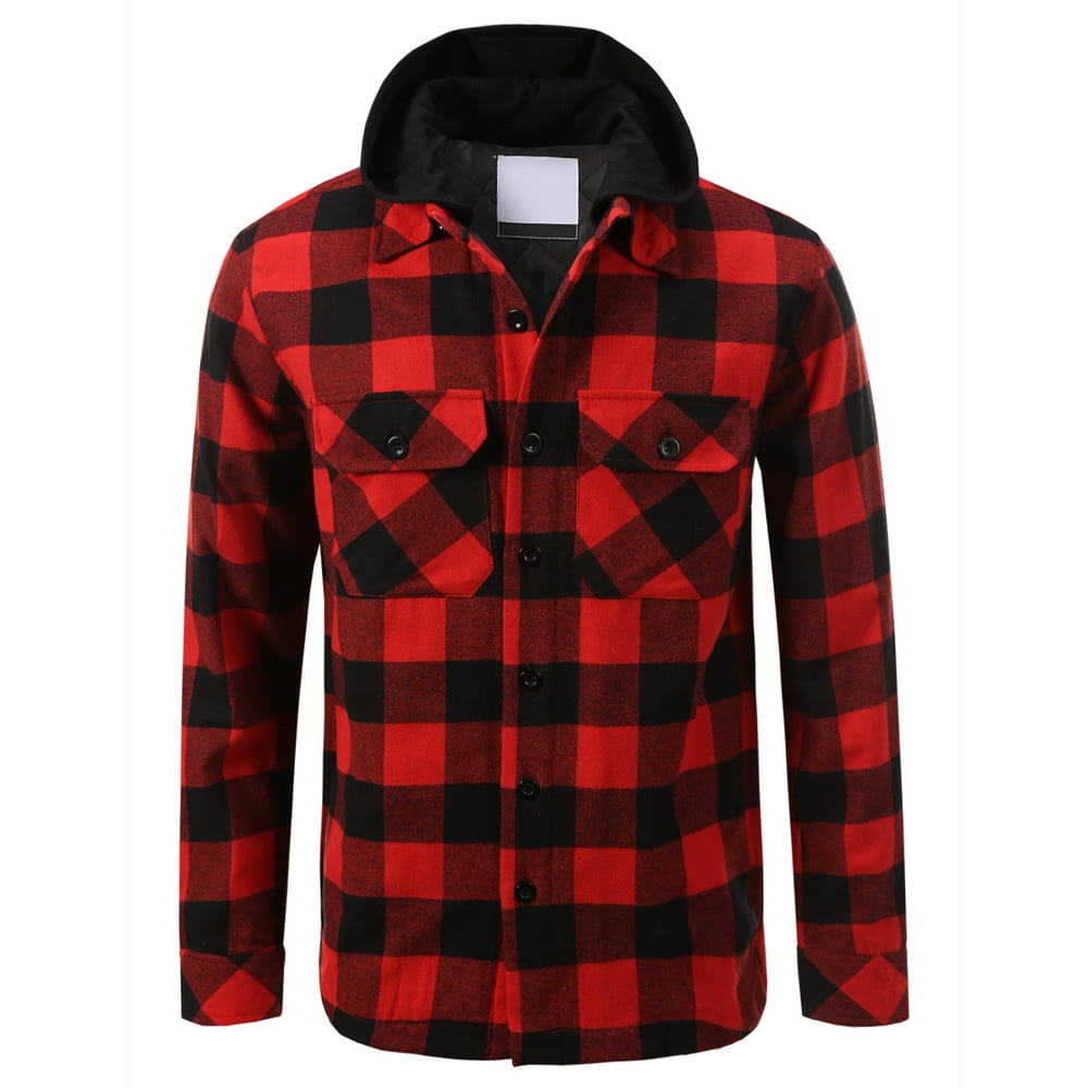 red and black flannel joggers