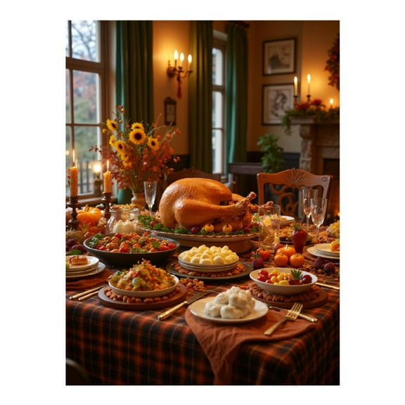 Diamond Art Kit for Adults, Thanksgiving Dinner Feast Table Decor Diamond Painting for Adults Beginners, 5D DIY Diamond Art Painting Kits, Colorful Diamond Painting Craft for Home Decor 12x16