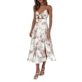 thumbnail image 6 of hirigin Women's Sleeveless Dress Hollow Waist Floral/ Dot Cross Tie Deep V-neck Casual Dresses, 6 of 9