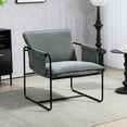thumbnail image 2 of HOMCOM Fauteuil d'Appoint Moderne, Fauteuil en Chenille avec Poches Latérales, Gris, 2 of 10