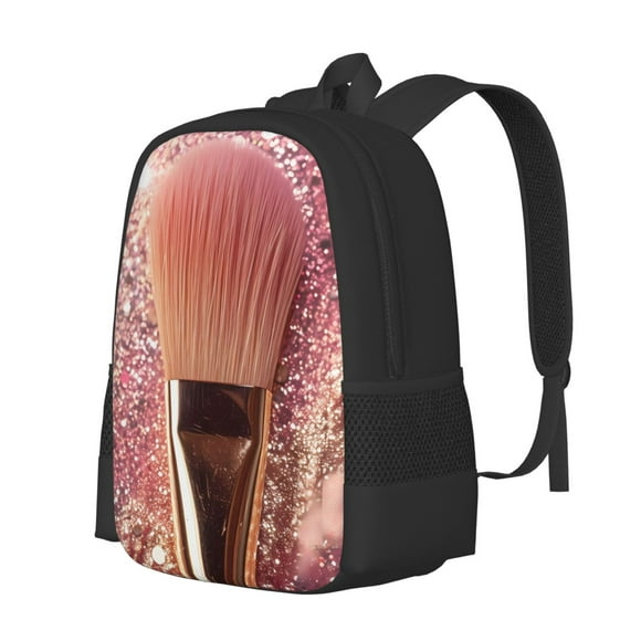 Disketp Makeup Brush on Pink Glitter Mochila Minimalista de Gran Capacidad, Mochila de Viaje para Escuela, Trabajo o Uso Diario