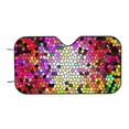 thumbnail image 7 of Fotbe Colorful Tie Dye Stained Glass 3 Car Windshield Sunshade | Sun Visor Protector Front Window Shade, Keeps Out UV Rays, Keeps Your Vehicle Cool-Small, 7 of 7