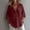 *Wine, variant on ClodeEU Women's V Neck 3/4 Sleeve Linen Blend Blouse,Casual Loose Fit Half Button Shirt Army Green,Women's Plus L