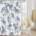 thumbnail image 4 of Fabric Shower Curtain, Blue Plant and Fruits Texture Shower Curtains with 12 Hooks Waterproof Machine Washable Bath Curtains for Bathroom, 54 x 78in, 4 of 6