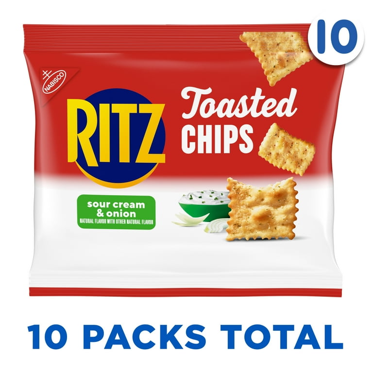 RITZ, Toasted Chips Sour Cream and Onion Crackers, 10 Snack Packs
