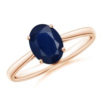 ANGARA Natural Oval Solitaire 1.55 ct Blue Sapphire Engagement Ring in 14K Rose Gold for Women (Size-8x6mm) | September Birthstone, Anniversary, Jewelry Gift for Women | Natural Blue Sapphire Ring