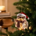 thumbnail image 3 of QISIWOLE 2D Christmas Owl with Glasses Hat Scarf Tree Ornament, Festive Hanging Decoration, 3.15 x 3.15 in Plastic Ornament, for Christmas Tree and Holiday Decor, 3 of 7