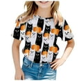 thumbnail image 4 of Staki Girl Halloween Shirt Halloween Shirts for Girls T-Shirt Kid Season Outfit Short Sleeve Tees Fall Tops(Light Pink,4-5 Years), 4 of 4