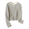 thumbnail image 1 of YDLCAFD T-Shirts Graphiques pour Femmes Haut Décontracté à Rayures Col Rond Manches Longues, 1 of 3