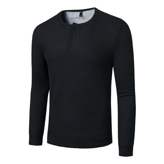 Palato Mens T Shirts,Autumn And Winter Men's Long Sleeve Tshirt Fashion Three Button Bottomed Shirt