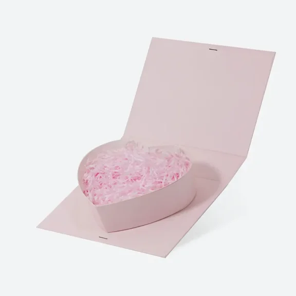 Valentine's Day I Love You Fillable Single Heart Shaped Gift Box with Paper Filler, Valentine Treat Boxes for Candy(Pink)