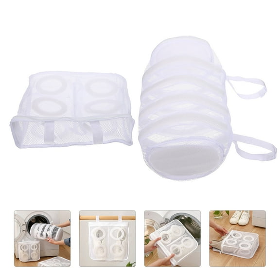 Masteelf  2 Pcs Shoe Wash Bag Laundry Sneaker Dryer Clear Shoes Bags White