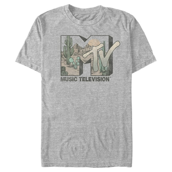 Men's MTV Retro Desert Logo  Graphic Tee Athletic Heather 3X Large