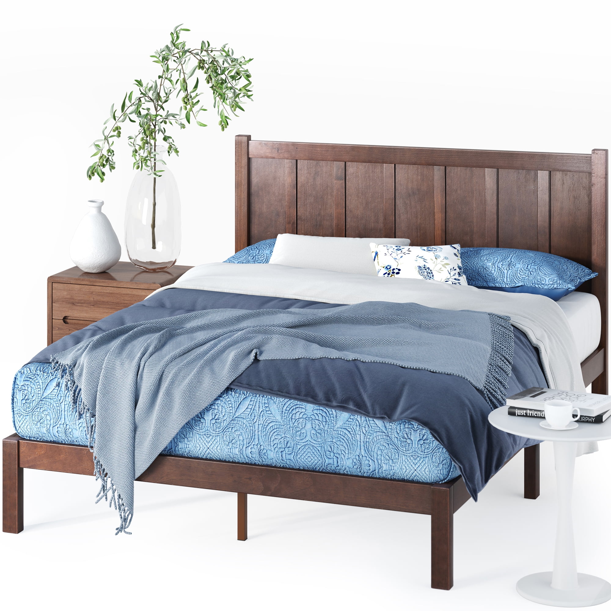 Zinus adrian wood rustic style platform bed with headboard deals