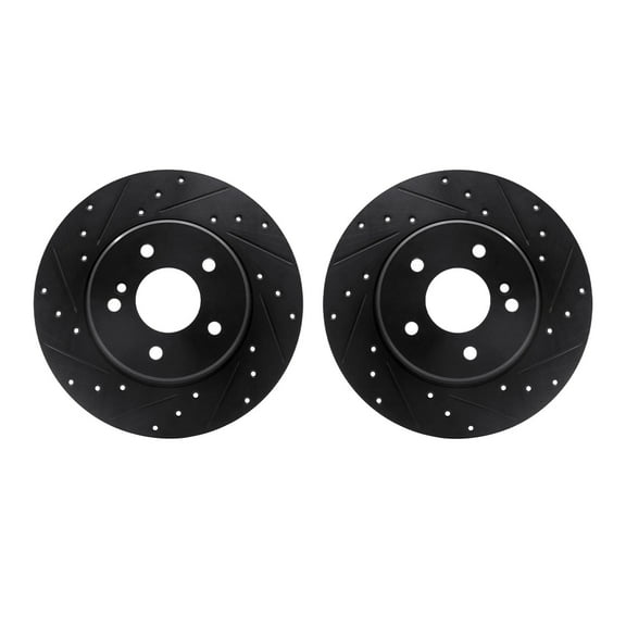 Dynamic Friction Company Rear Brake Rotors-Drilled and Slotted-Black 8002-63121
