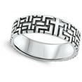 thumbnail image 4 of Geometric Etched Oxidized Cross Wedding Ring 925 Sterling Silver Band Jewelry Female Male Size 8, 4 of 4