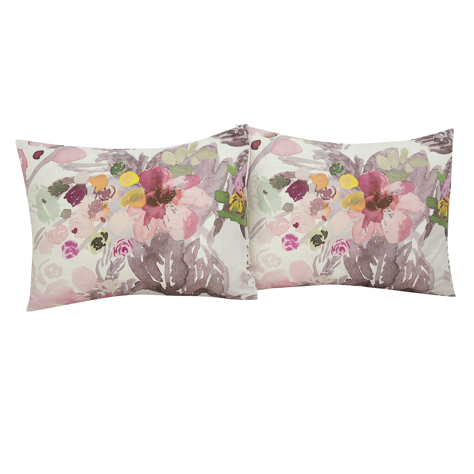 King 3-Piece Comforter Set, Brighton Grey & Blush Pink Watercolor Floral, 100% Cotton