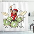 thumbnail image 1 of Ambesonne Drums Shower Curtain, Cartoon Style Boy Drummer, 69"Wx70"L, White and Multicolor, 1 of 3