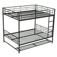 thumbnail image 6 of Full Over Full Size Bunk Bed with Storage Shelf, Heavy Duty Metal Bunk Bed Frame with Built-in Ladder and Safety Guard Rail, Floor Bunk Bed with Metal Frame,Black, 6 of 9