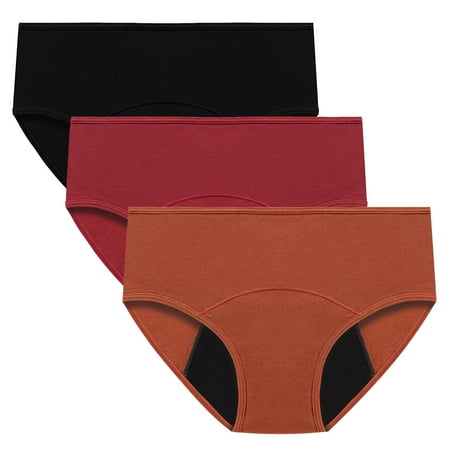 ATOYSOY Women s Multipack Solid Leak Proof Panty Comfy Clearance Shapewear Control Briefs Seamless Plus Size Hip Lifting Cotton Panties  3 Pack Mid Waist Period Underpants Stretchy Red S