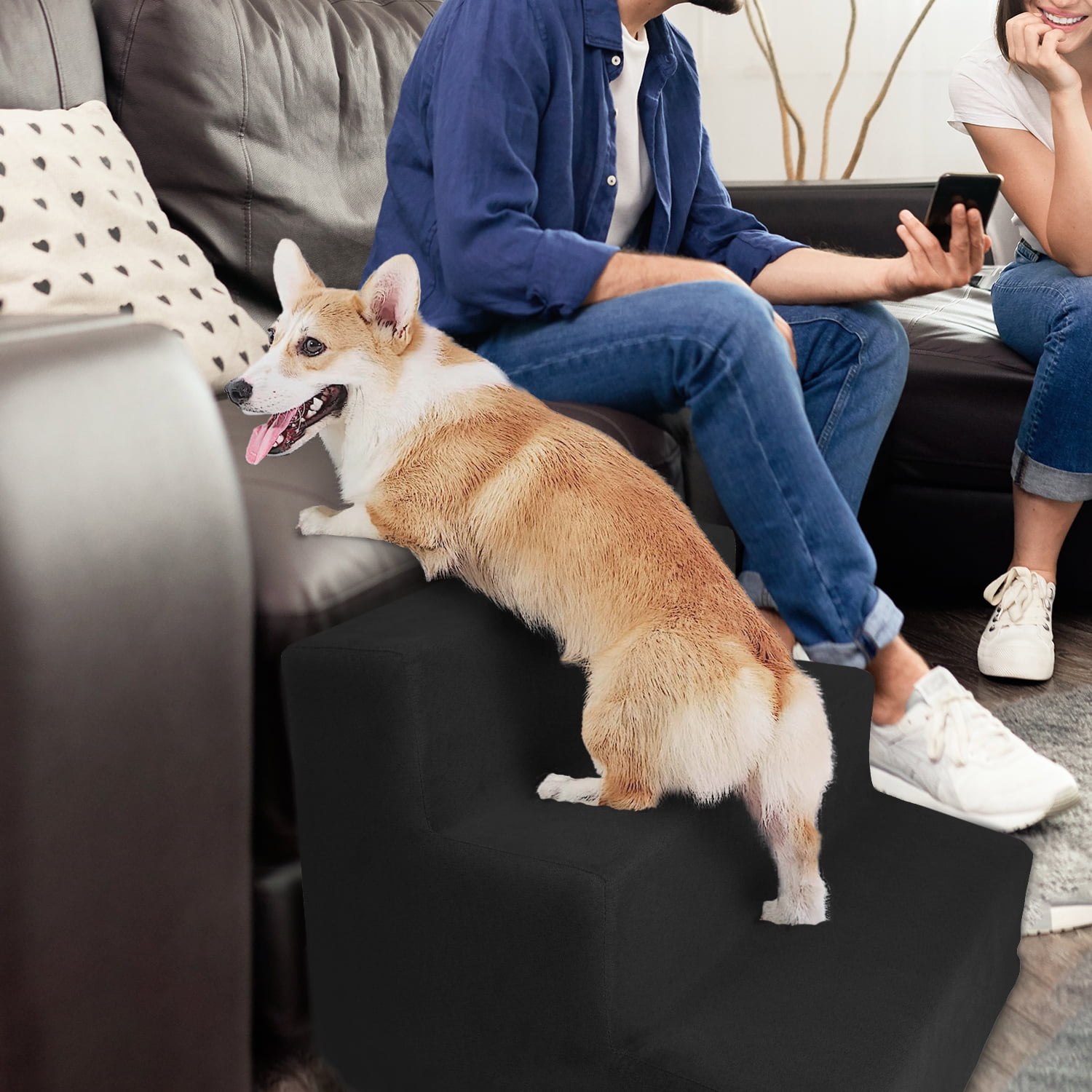 Precious Tails Deluxe High-Density Foam 3-Step Pet Stairs for Dogs and Cats - Durable, Lightweight, and Portable Staircase for Easy Mobility Assistance