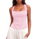 thumbnail image 1 of Camiseta sin mangas de verano ajustada para mujer: sin mangas, color liso, poliéster transpirable, corte ajustado, versátil para combinar con pantalones cortos o faldas., 1 of 5