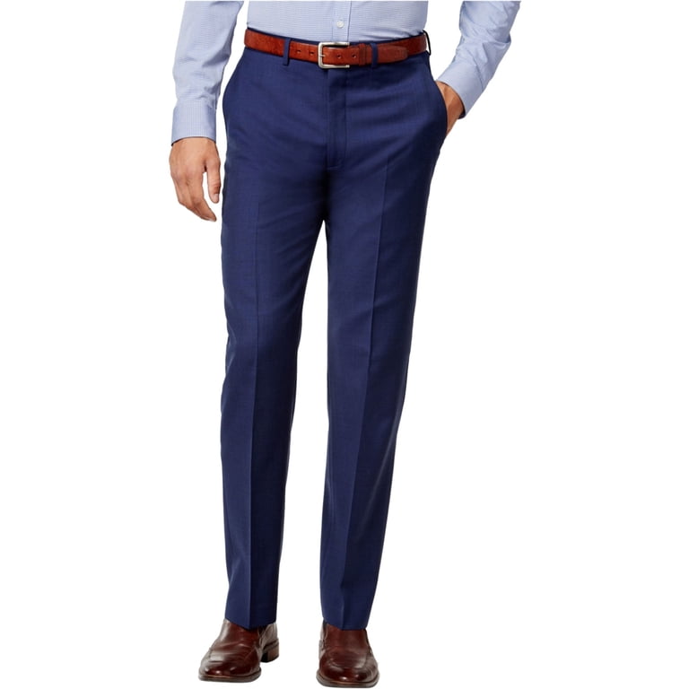 Ryan Seacrest Mens Solid Modern Fit Dress Pants Slacks, Blue, 40W