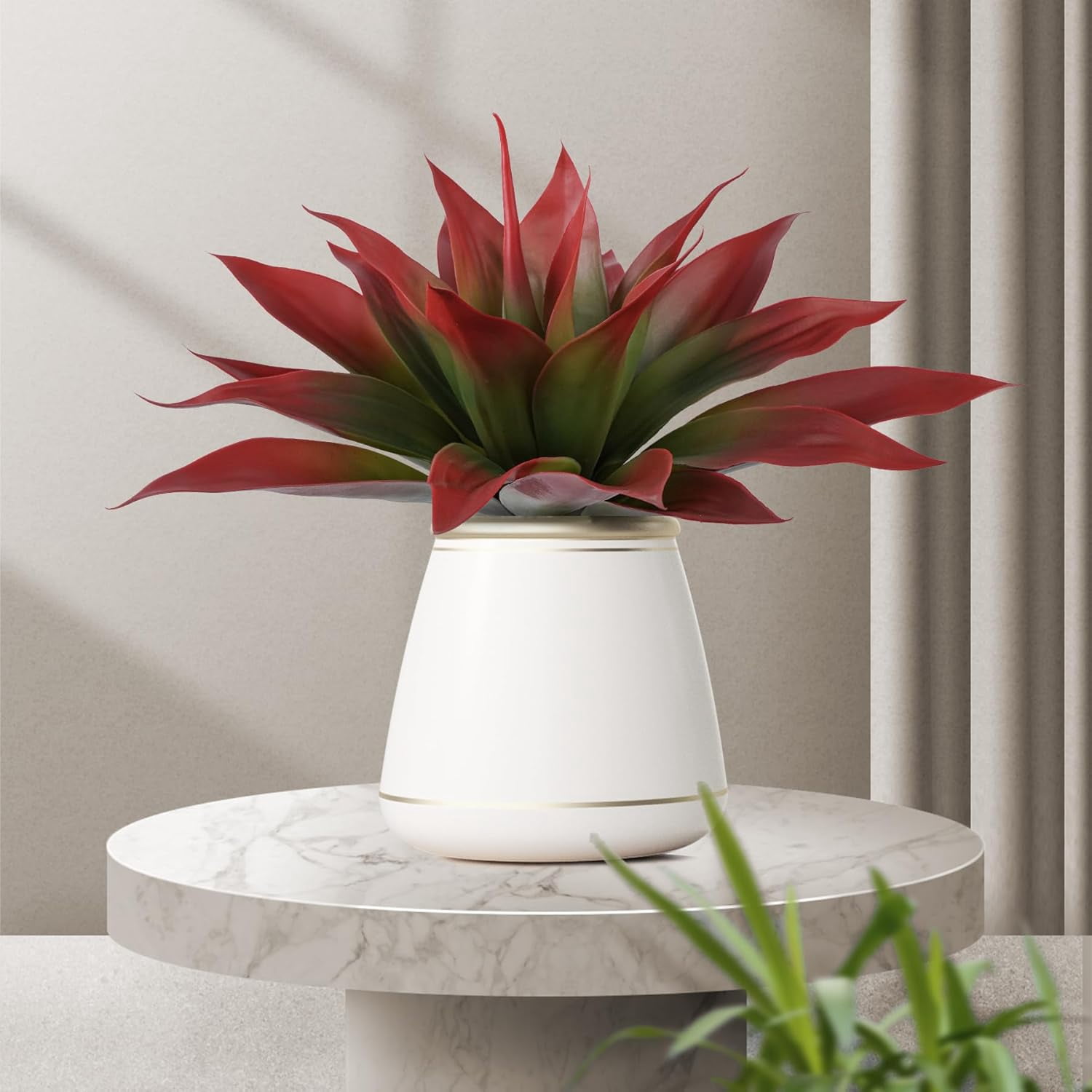 zhengxia 11.8 in Artificial Agave Planter Green Nature & Floral (2 Count)