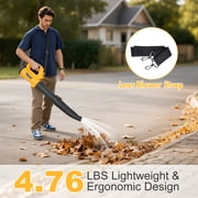 Leaf Blower, 680CFM 280MPH 21V Leaf Blower Cordless with 2X6.0Ah Battery & Charger, Electric Leaf Blower for Lawn Care, Battery Powered Leaf Blower for Snow Blowing & Yard Patio Garden Cleaning