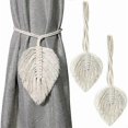 thumbnail image 1 of Set of 2 bohemian cotton curtain knobs, 80cm white, 1 of 4
