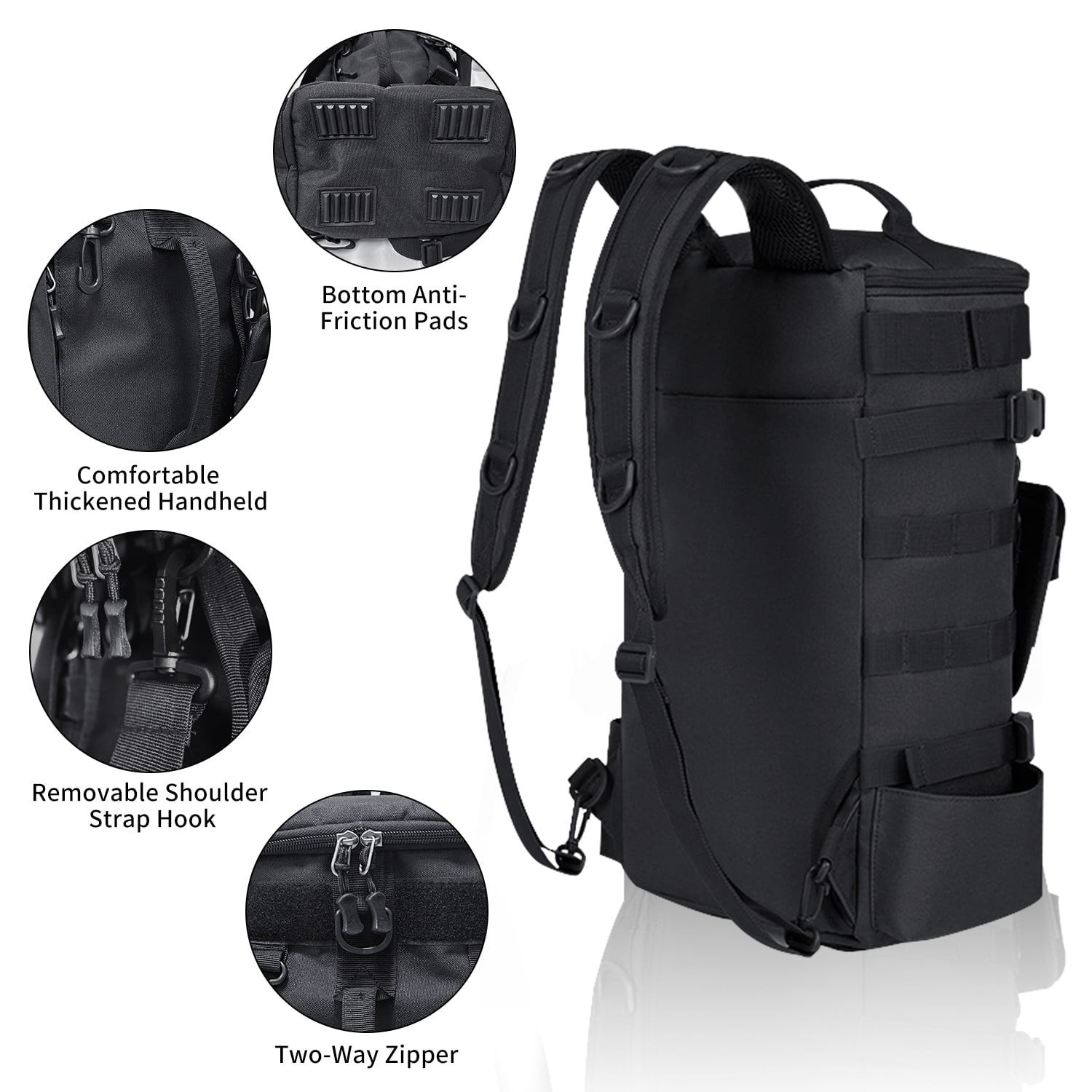AGOPLEE Fishing Backpack, Tackle Sling Bag with Rod Holder, Black, Unisex