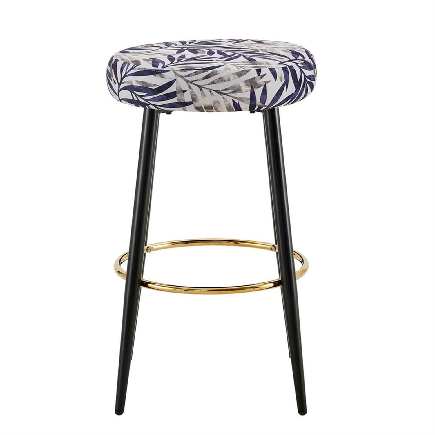 Demi Bonn 25" Counter Height Bar Stools Set of 2, PU Leather Upholstered Barstools, Kitchen Island Countertop Chairs for Dining Room, Silver