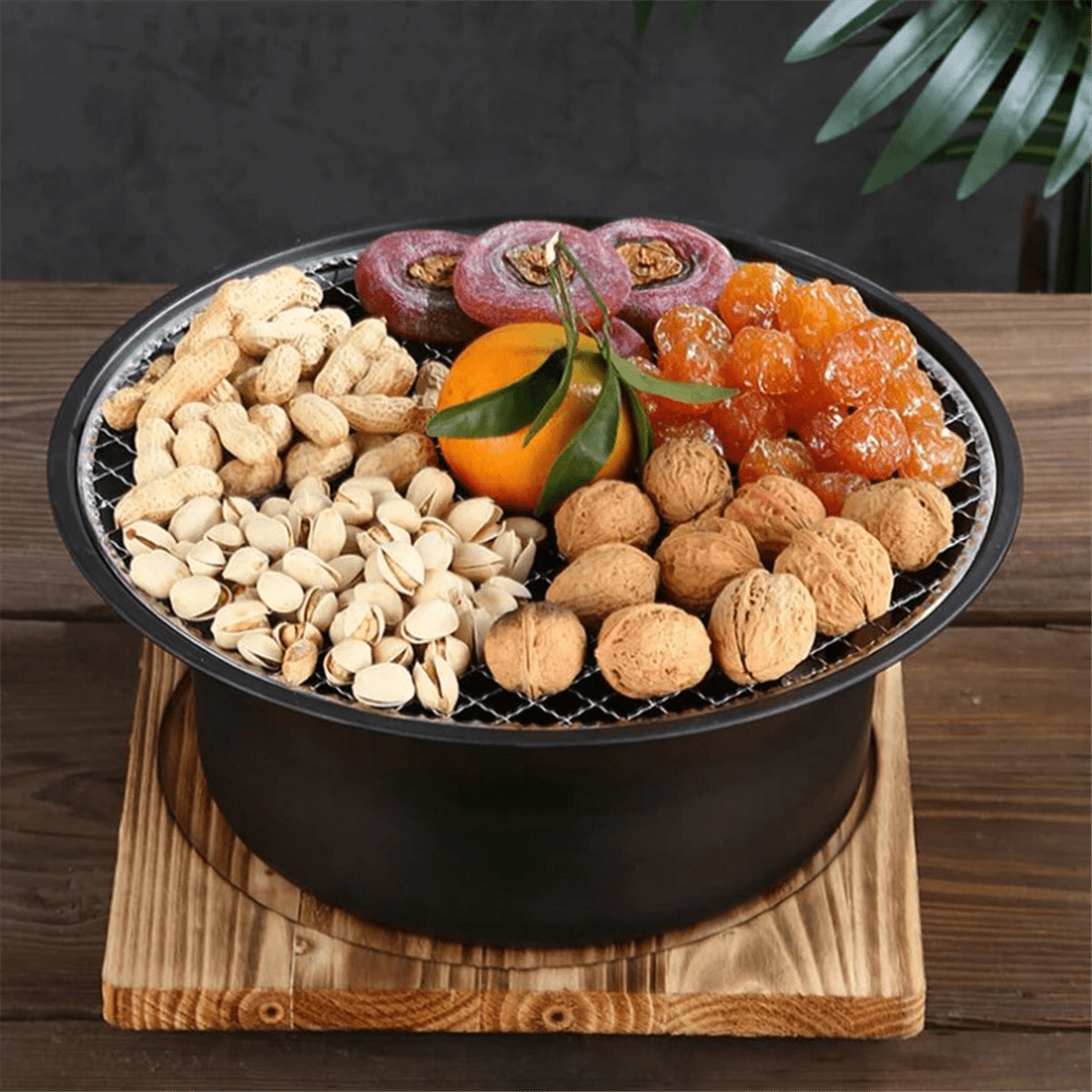 Stainless Steel Smokeless Round Outdoor Barbecue Grill Commercial Barbecue Grill Charcoal Barbecue Grill Silver