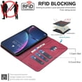 thumbnail image 2 of Wallet Case for iPhone 17 Pro RFID Blocking Flip Cover with Card Slots & Kickstand Red, 2 of 7