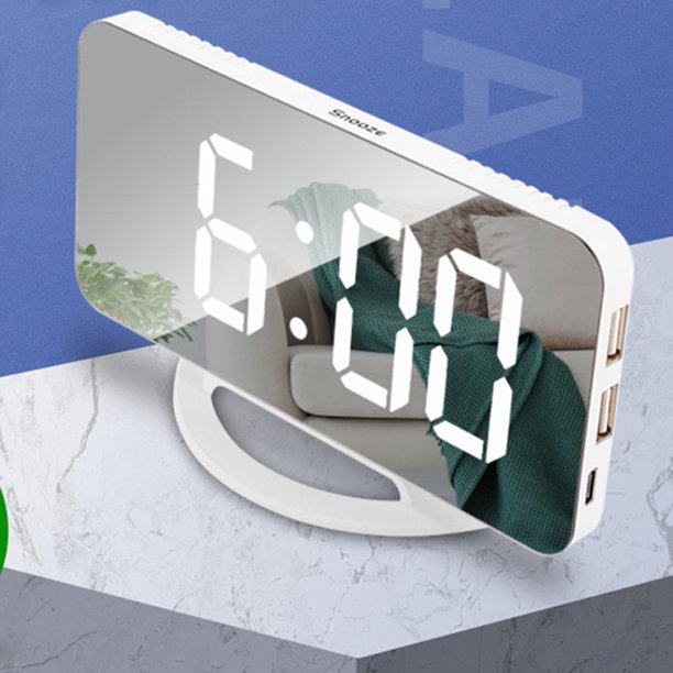 Eléctrico Espejo LED Despertador Reloj Electrónico Auto Fotosensible Despertador (A) Ndcxsfigh Nuevos Originales