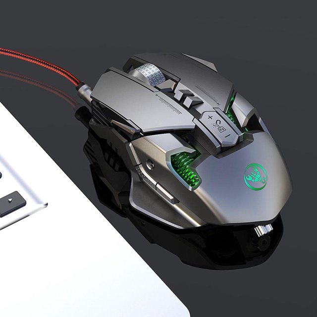 Ratón para juegos con cable, ratón para juegos retroiluminado RGB, 7 Botones programables, 6400 PPP , agarre ratón ergonómico para perfke ratón para juegos con cable