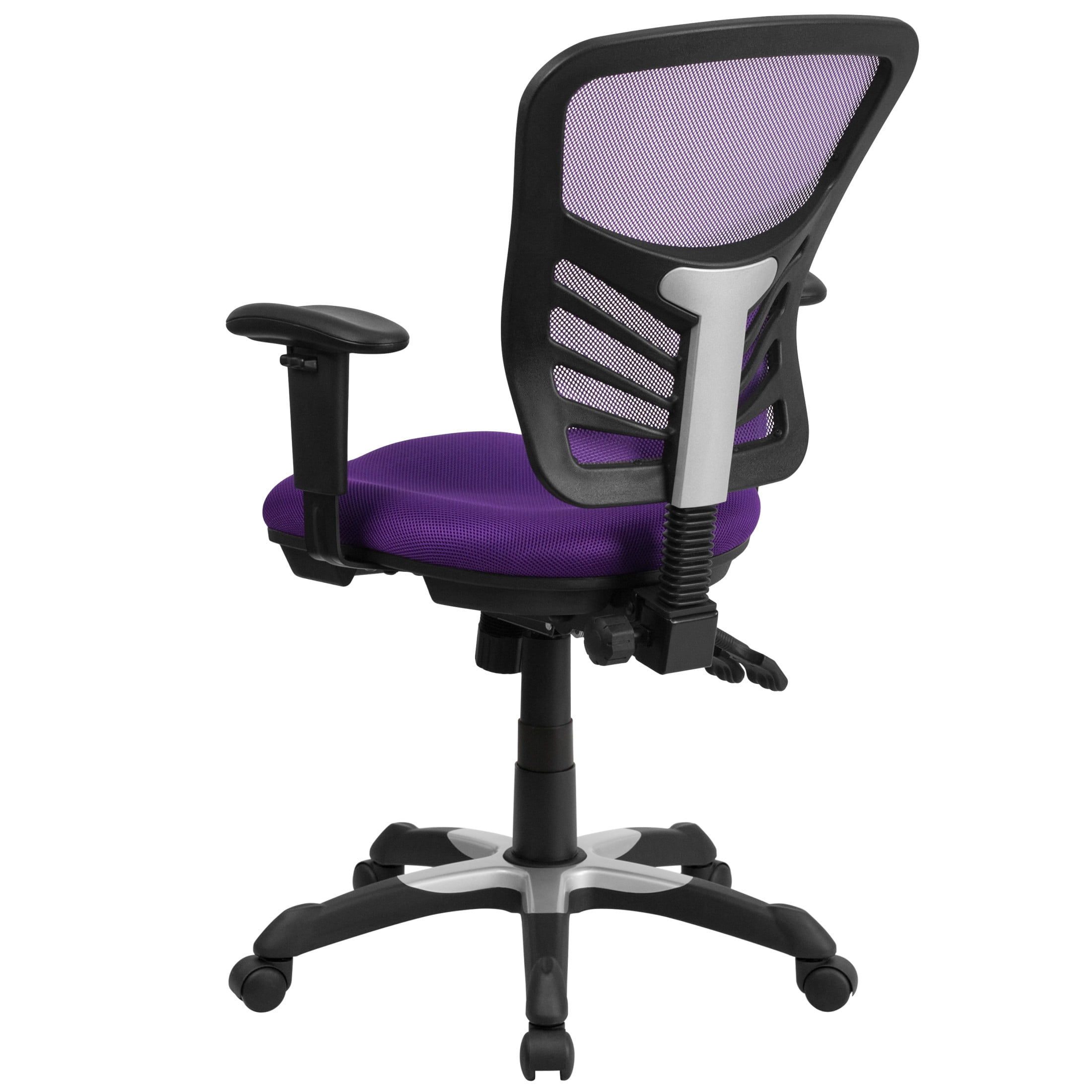Emma + Oliver Mid-Back Purple Mesh Multifunction Ergonomic Office Chair - Adjustable Arms