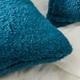 thumbnail image 3 of PAVILIA Fluffy Teal Blue Throw Pillow Covers, Decorative Accent Pillow Cases for Bed Sofa Couch, Soft Faux Fur Cushion Cover, Square Sherpa Pillowcases, Home Room Decor, Teal, 20x20 Set of 2, 3 of 9