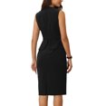 thumbnail image 4 of INSPIRE CHIC Women's Sheath Dress PLeated Neck Peplum Pencil Wear-to-Work Dress Black L, 4 of 7