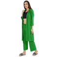 thumbnail image 3 of Inkmeso Womens 3 Pcs Nightwear Set Crop Tank Top Loose Pants & Front Open Shrug Sleepwear, 3 of 7